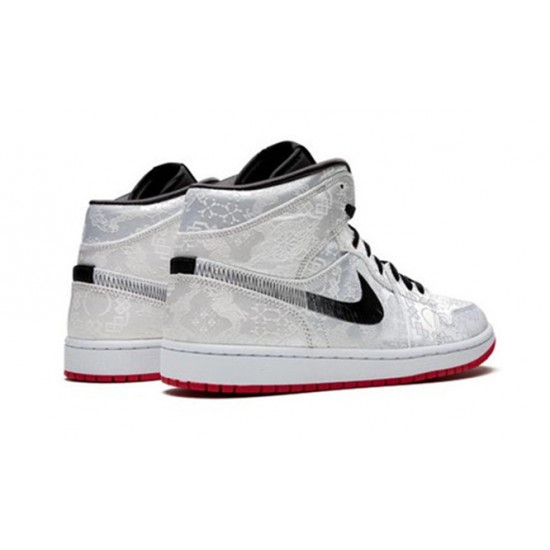 PK Shoes Jordan 1 Mid X CLOT White SILVER Jordan SILVER CU2804 100