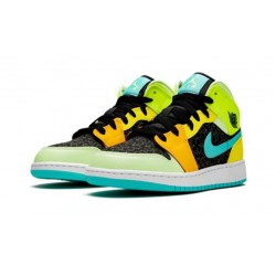 PK Shoes Jordan 1 Mid GS Aurora Green Optic-Yellow Jordan Green BQ6931 037