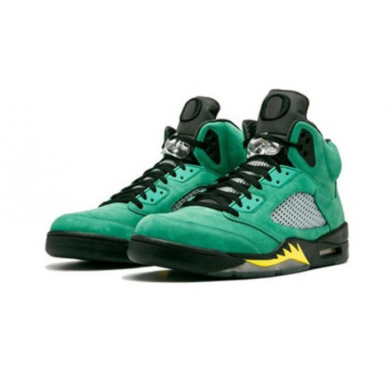 PK Shoes Jordan 5 Retro Oregon Ducks BLACK/YELLOW STRIKE-AP GREEN Jordan BLACK 454803 535