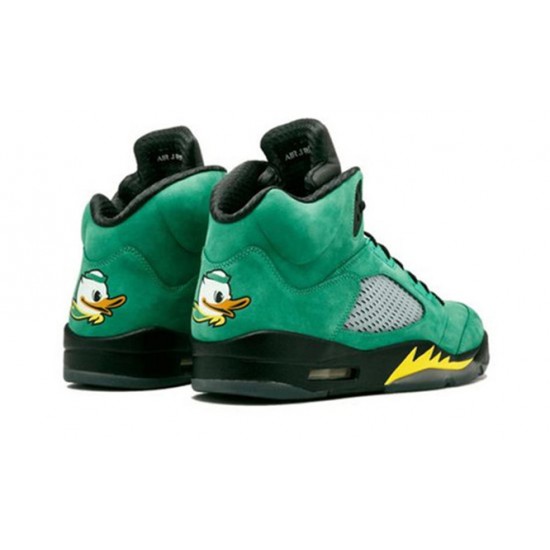 PK Shoes Jordan 5 Retro Oregon Ducks BLACK/YELLOW STRIKE-AP GREEN Jordan BLACK 454803 535