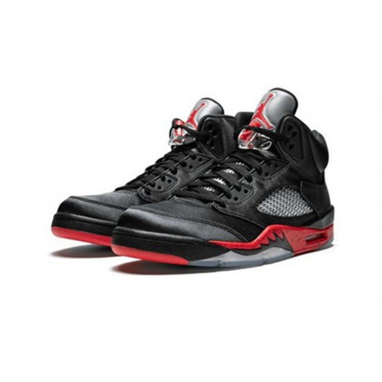 PK Shoes Jordan 5 Satin Bred NOIR/UNIVERSITE ROUGE Jordan NOIR 136027 006